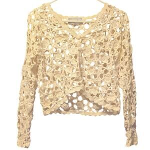 Reference Point crochet faux peal beaded top vintage y2k size large